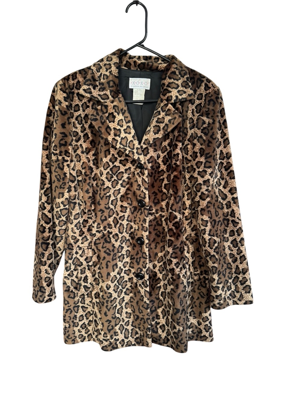 Vintage Y2K XOXO vintage faux fur leopard print coat size large USA , button